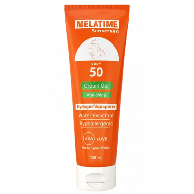 MELATIME SUNSCREEN SPF 50+ ANTI-SHINE CREAM GEL — FOR ALL SKIN TYPES 120 ML
